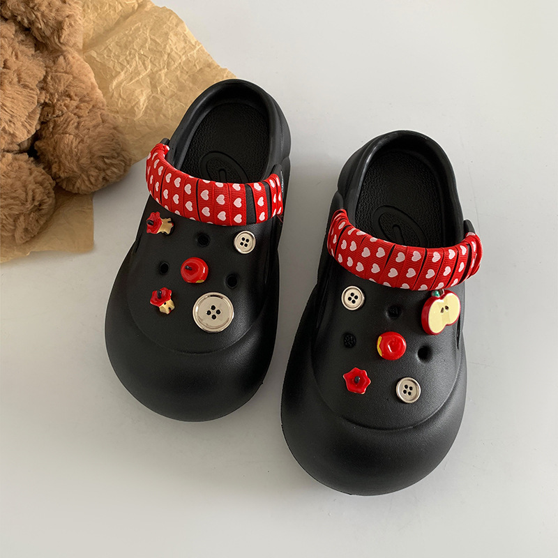 Street Fashion Walking - 女性ファッションクロッグス室内ストリートスリッパキュートDIYアップルサマー秋プラットフォームシューズソフトEVA女性デイリーウォーキングサンダル