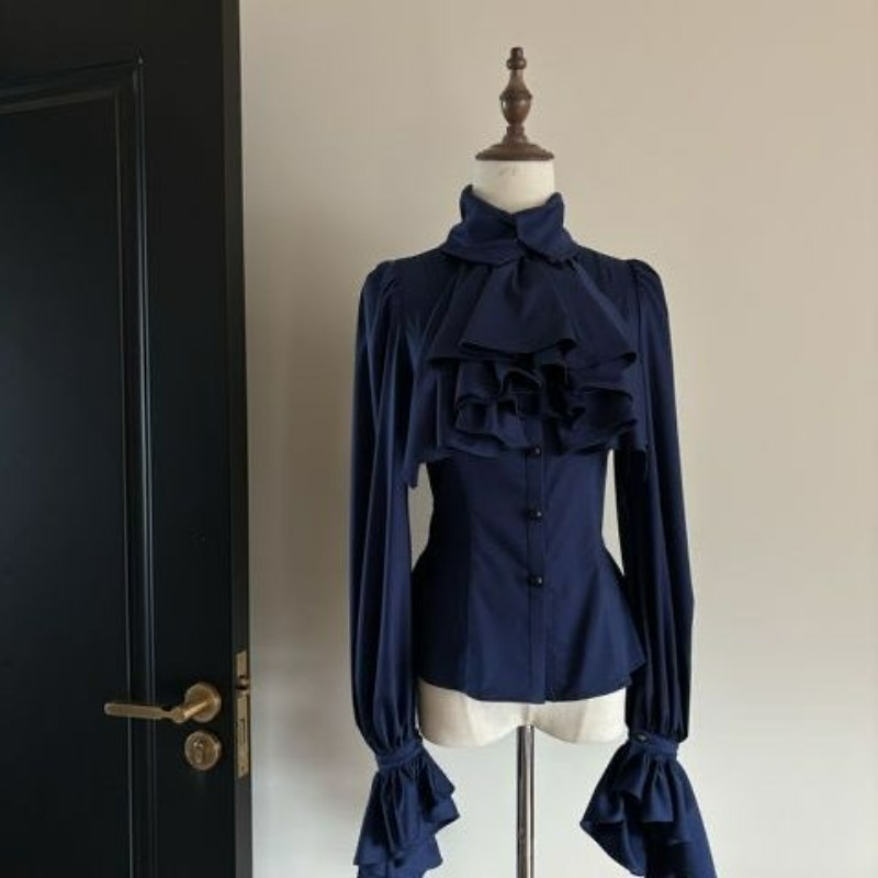 Japanese Street Fashion Female - 和風長袖フリルシャツ女性韓国ファッションスピンレトロデザイン女性トップスカジュアル長袖シャツ