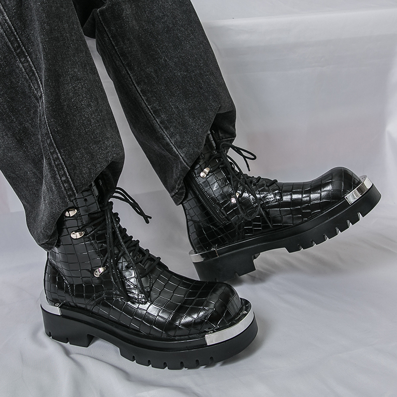 Street Fashion Walking - 高品質ハイカットメンズアウトドアハイキングブーツ、ファッショントレンドストリートスタイル、厚底メンズレザーブーツ、快適カジュアルウォーキングブーツ