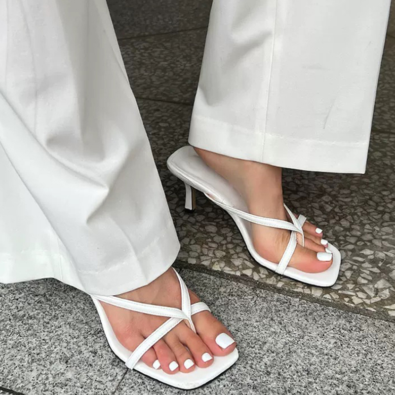 Street Fashion Clothing - 2026年夏 レディース クリップトゥスリッパ ファッション ドレススライドシューズ エレガント