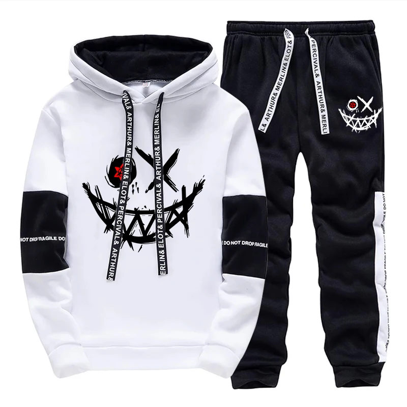 Street Fashion Male - メンズセット/パーカー/パンツ 2026年秋 デイリーカジュアルファッション フード付きスウェットシャツとジョガーパンツ アーバン トレンディ