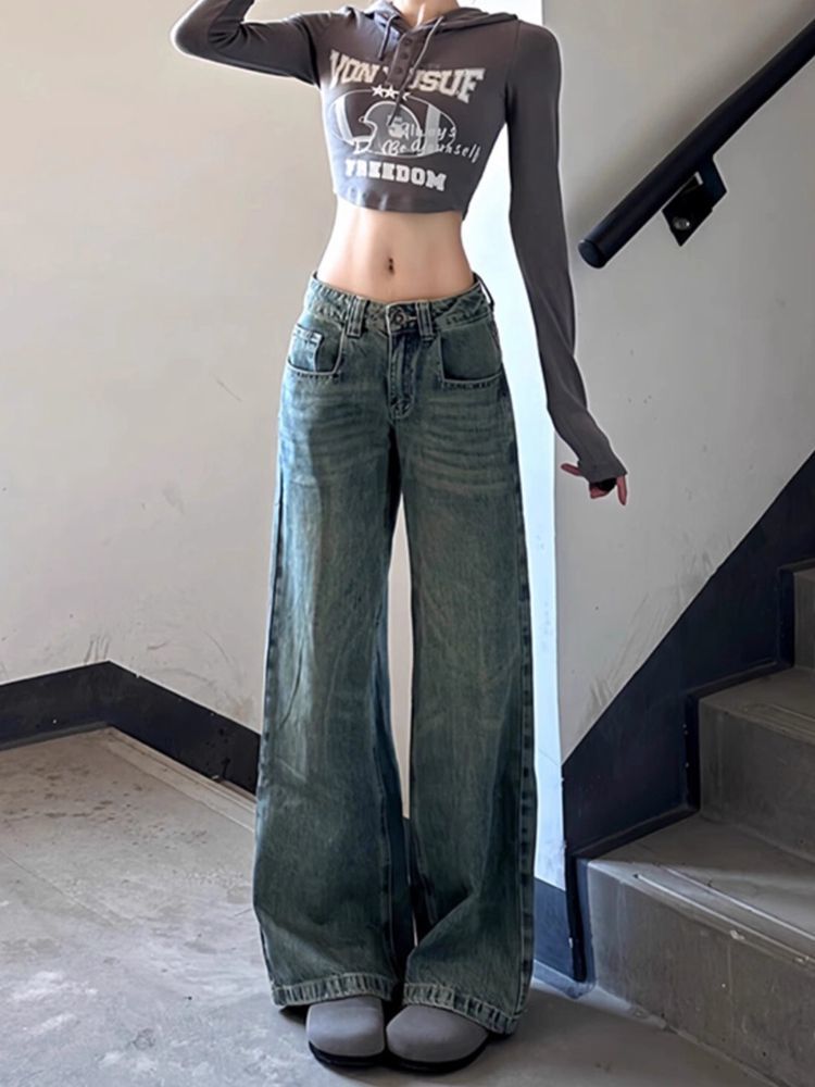 Japanese Street Fashion Female - ブラウンジーンズ 原宿 Y2K カワイイ キュート スイート