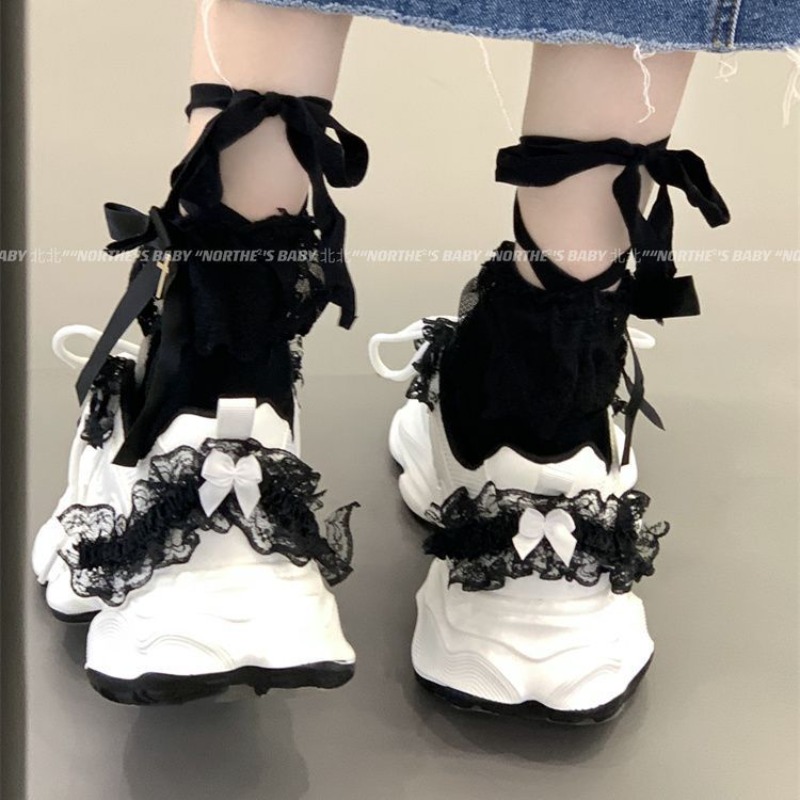 Street Fashion Brands - 戦士オリジナルブランド不格好なスニーカー女の子のための Y2k ユニークなアップリケプラットフォームカジュアルスニーカーハイストリートファッションロリータ靴