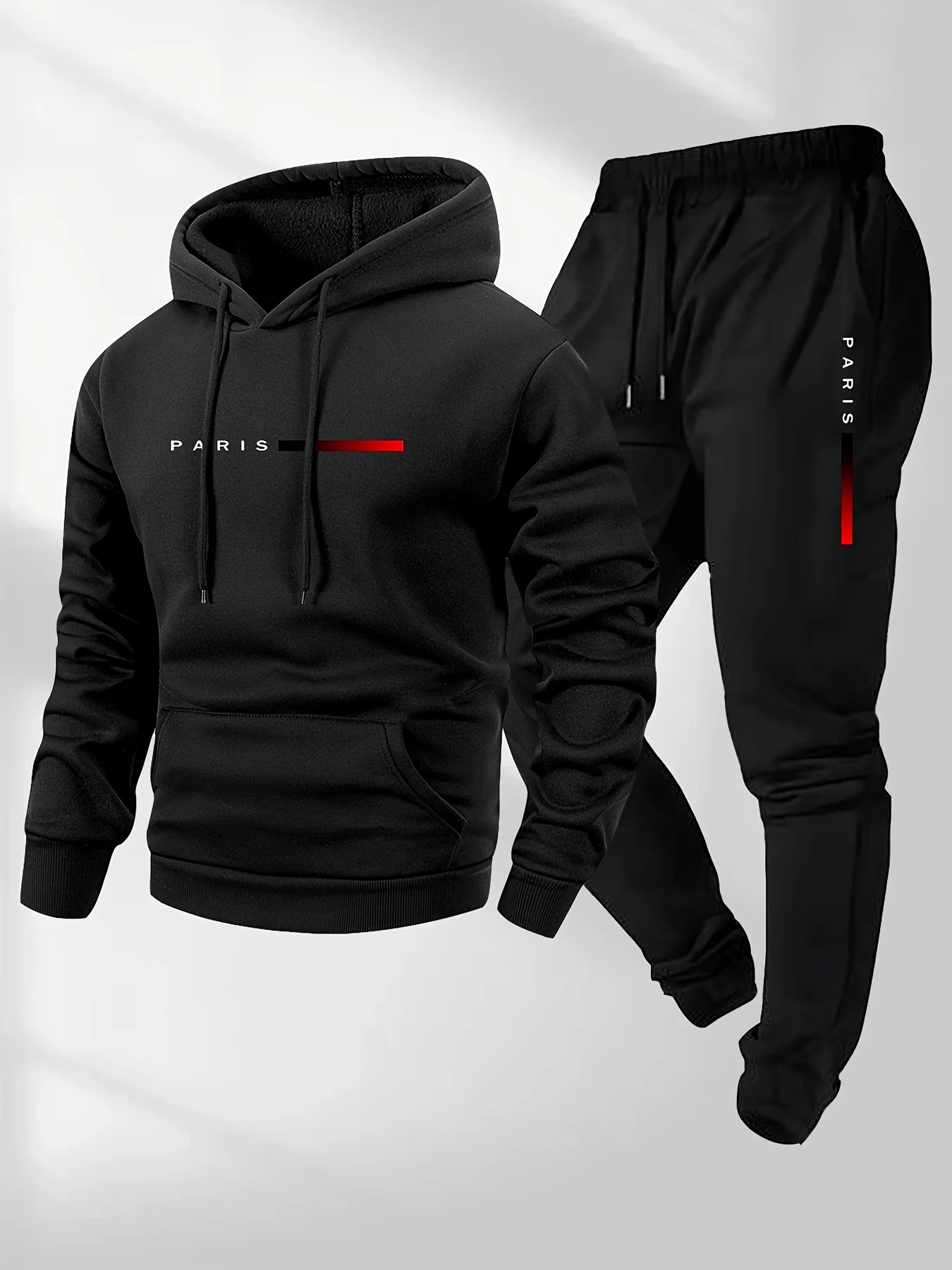 Street Fashion Male - 新しいトレンドストリートファッションレタープリントスポーツウェアセットメンズフード付きスポーツウェアパンツセット春と秋冬の暖かさセット