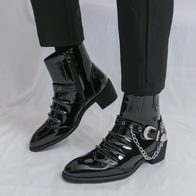 Street Fashion Brands - ファッションサイドジッパーハイトップメンズカジュアルブーツブランドストリートスタイルトレンディレザーブーツ品質エレガントハイエンドビジネスブーツ