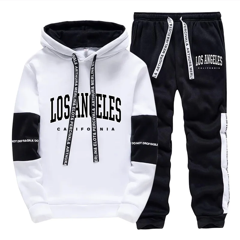 Street Fashion Clothing - メンズファッショントラックスーツ 2026 カジュアルフード付きスウェットシャツ アウトドアスポーツジョギング メンズ服 デイリーストリート