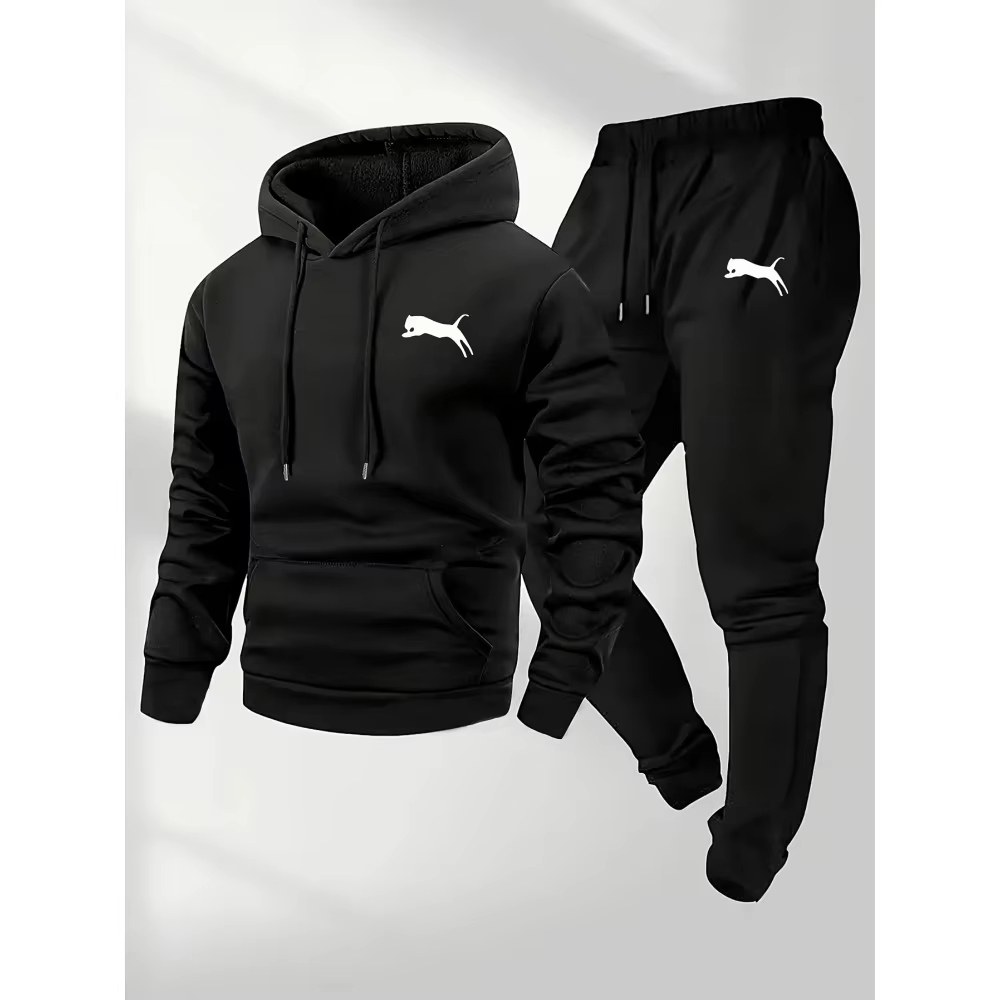Street Fashion Male - 2026年売れ筋メンズフード付きスウェット＆パンツセットカジュアルトラックスーツストリートウェアスポーツウェアフィットネスジョガー服上下セット