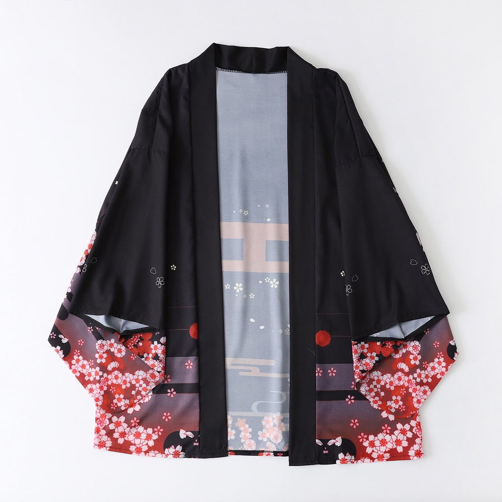 ファッションキツネプリント夏ビーチ浴衣ストリートカーディガン - Street Fashion Harajuku のレビューと価格