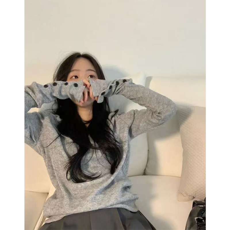 MEXZT ストリートウェア グレーセーター レディース フ - Street Fashion In Korea のレビューと価格