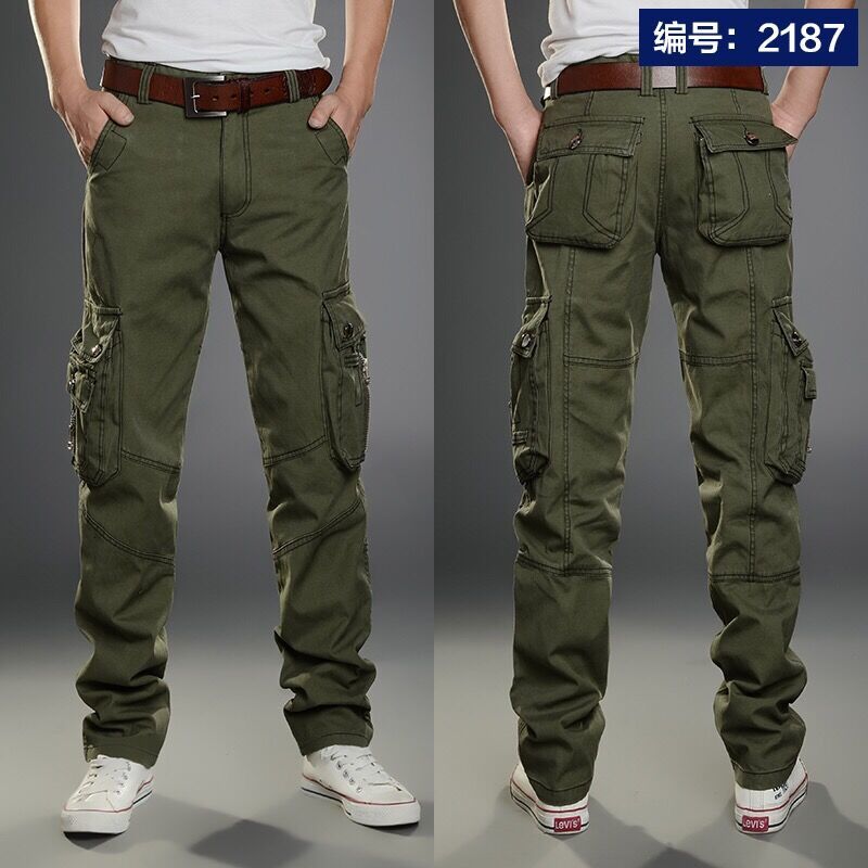 夏の新無地カジュアルポケットカーゴパンツ男薄型スタイル綿屋外 - Street Fashion Harajuku のレビューと価格