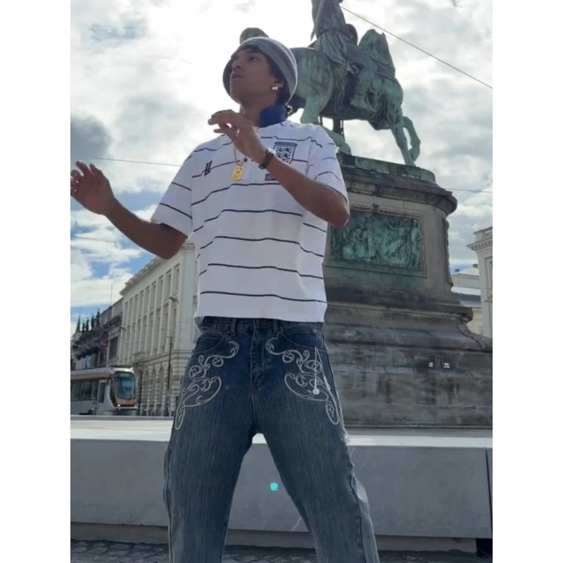 レトロY2K 2点セット ストリートスタイルスーツ ストライ - Street Fashion Male のレビューと価格
