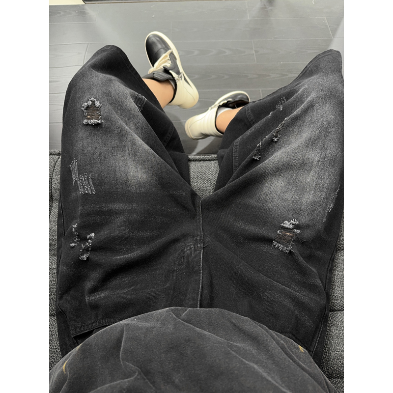 ユニセックスアメリカンインスハイストリートルーズストレート7 - Distressed Jean Rip のレビューと価格