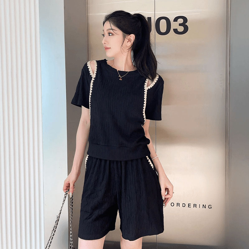 韓国ファッションオフショルダー Tシャツ 2 点セット女性オ - Street Fashion In Korea のレビューと価格