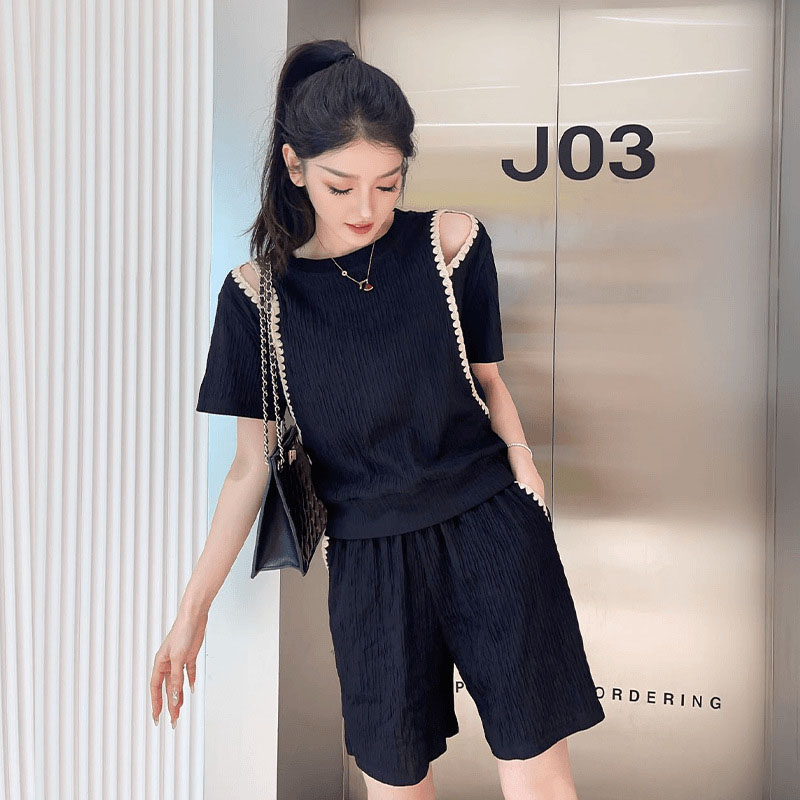 韓国ファッションオフショルダー Tシャツ 2 点セット女性オ - Street Fashion In Korea のレビューと価格
