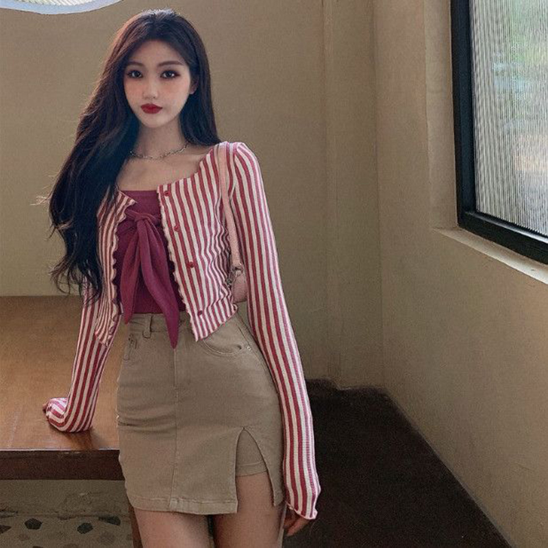 Mexzt-女性用ヴィンテージストライプTシャツ,y2kスト - Street Fashion In Korea のレビューと価格