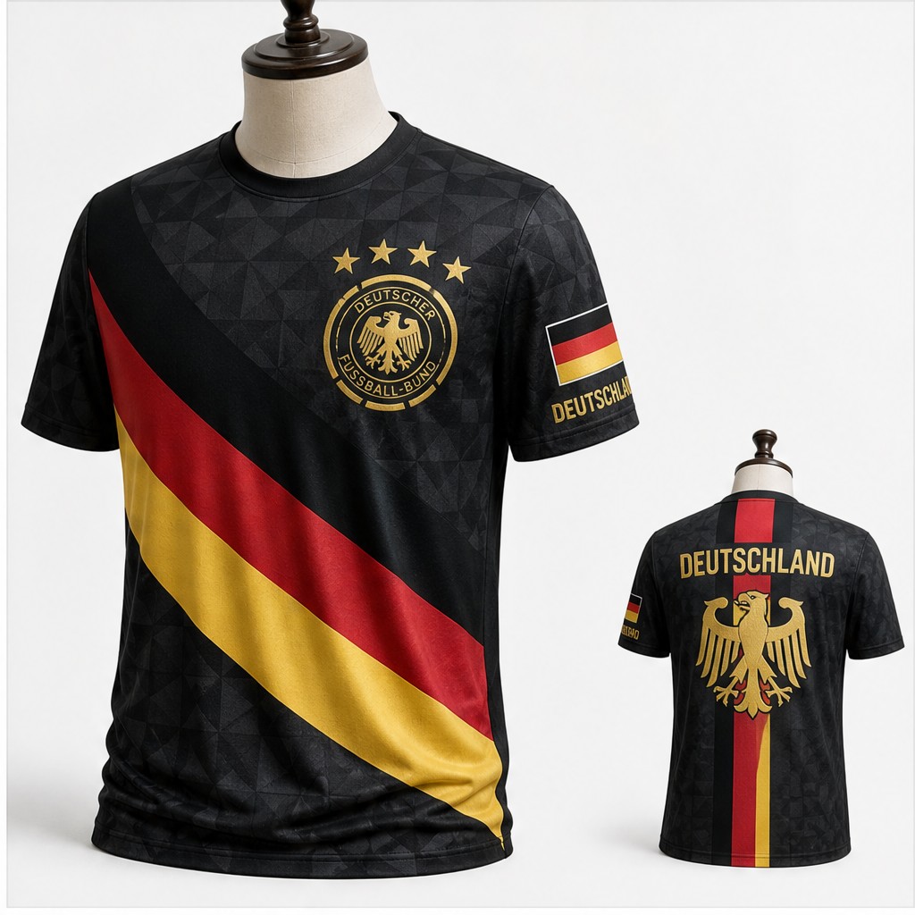 メンズ ドイツ ラウンドネック Tシャツ ブラック レッド  - Street Fashion Germany のレビューと価格