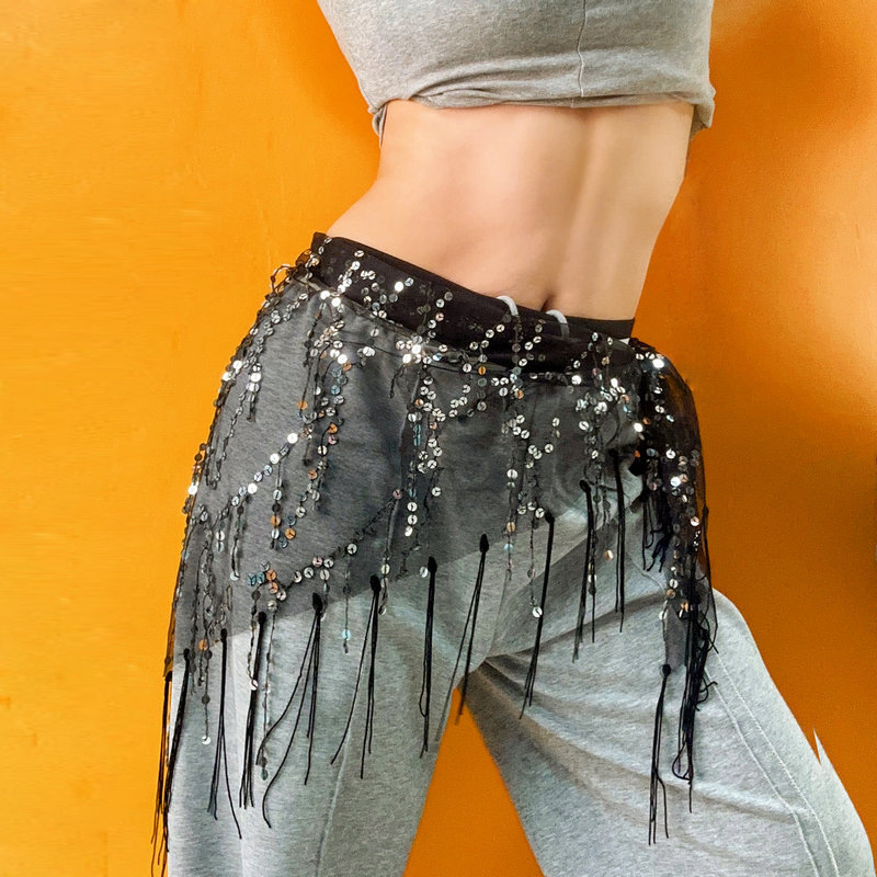 ファッションスパンコールベリーダンスベルトタッセルジャズダン - Street Fashion India のレビューと価格