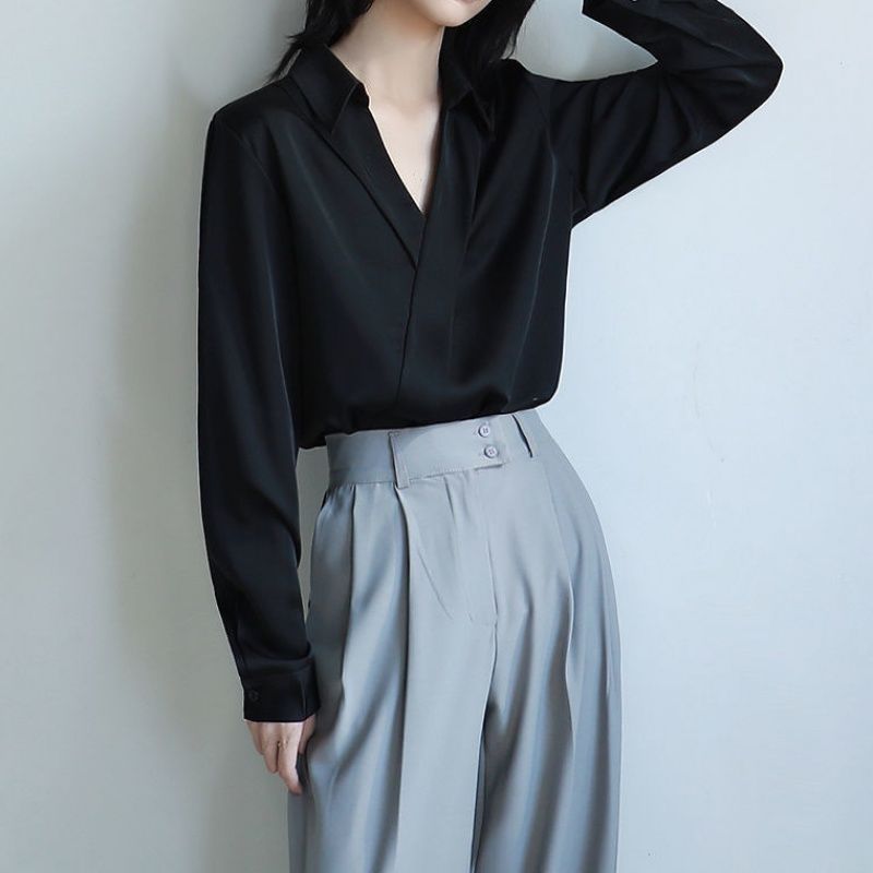 Gidyq-女性用モスリンシャツ,長袖,韓国のファッション, - Street Fashion In Korea のレビューと価格