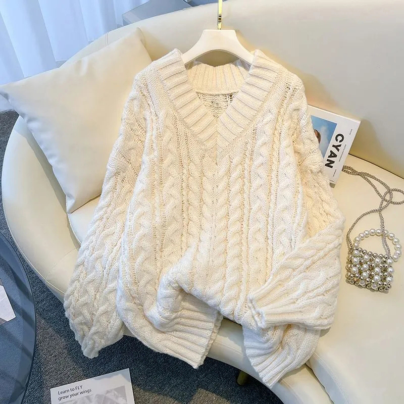 MEXZT 原宿セーター女性ファッション特大ピンク V ネッ - Street Fashion In Korea のレビューと価格