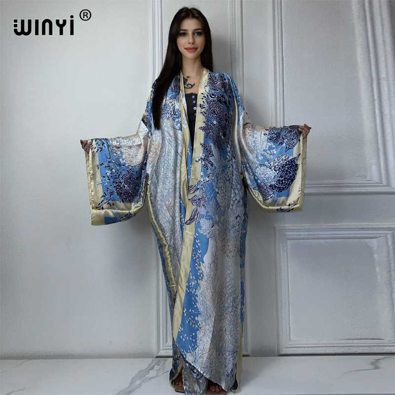 Winyi-女性のためのボヘミアンプリント着物ドレス、夏のフ - Street Fashion Kimono のレビューと価格