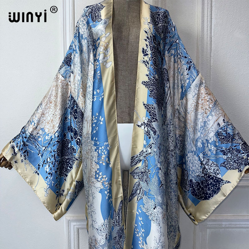 Winyi-女性のためのボヘミアンプリント着物ドレス、夏のフ - Street Fashion Kimono のレビューと価格