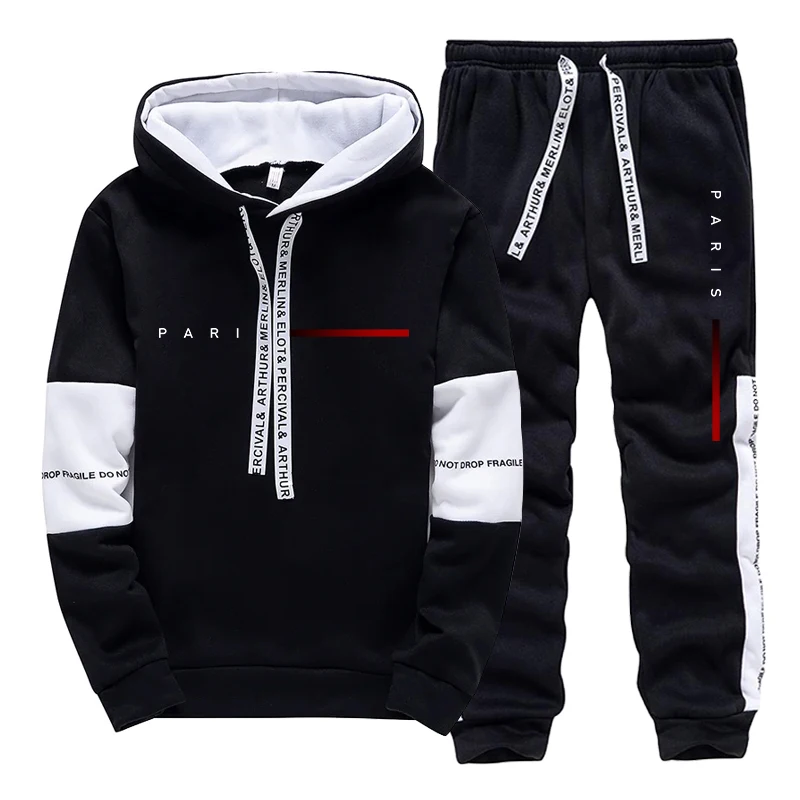 パリファッションパーカーストリートウェアメンズセットフード付 - Street Fashion Male のレビューと価格