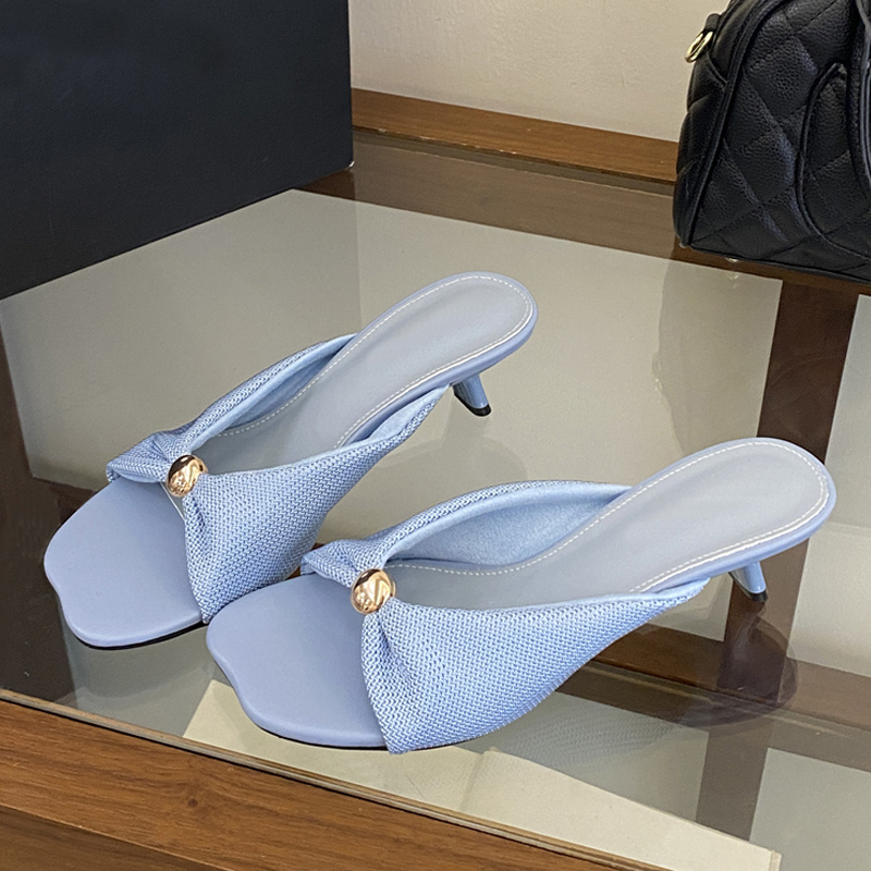 Liyke 夏スリッパ女性ファッション金属装飾スクエアトゥロ - Street Fashion Clothing のレビューと価格