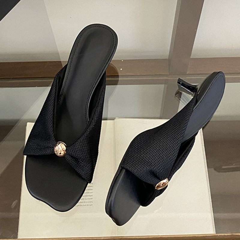 Liyke 夏スリッパ女性ファッション金属装飾スクエアトゥロ - Street Fashion Clothing のレビューと価格