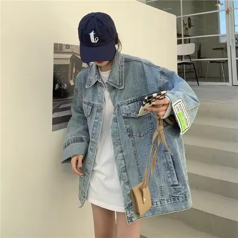 2025 新ファッションデニムジャケット女性韓国ルーズカジュ - Street Fashion In Korea のレビューと価格