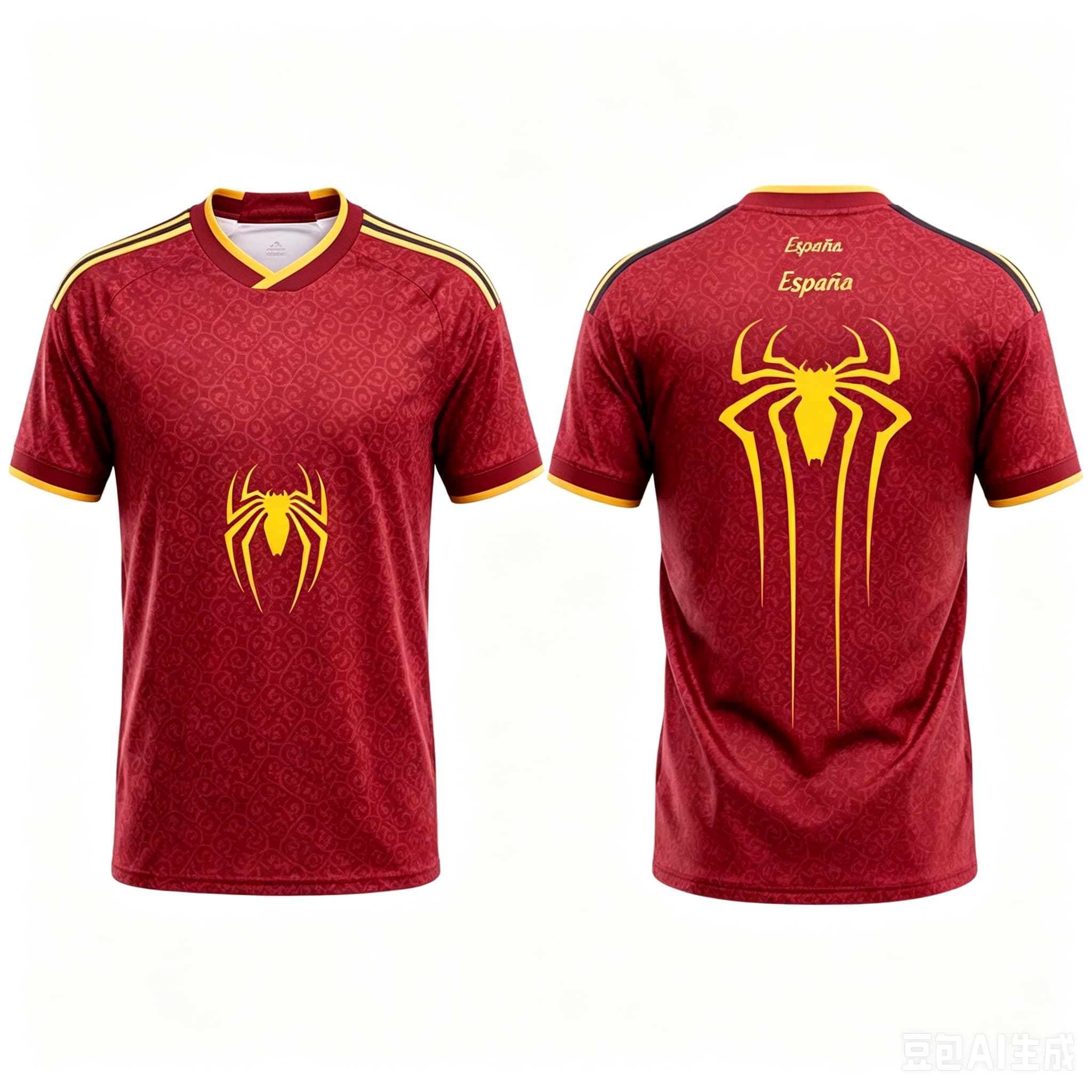 新しいスペイン男性女性サッカージャージ半袖スパイダーパターン - Street Fashion In Spain のレビューと価格
