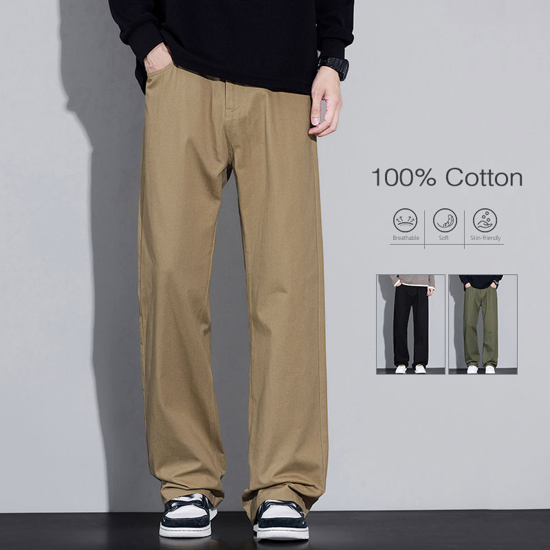 綿 100% メンズゆったりワイドレッグパンツソフト通気性ル - Street Fashion In Korea のレビューと価格