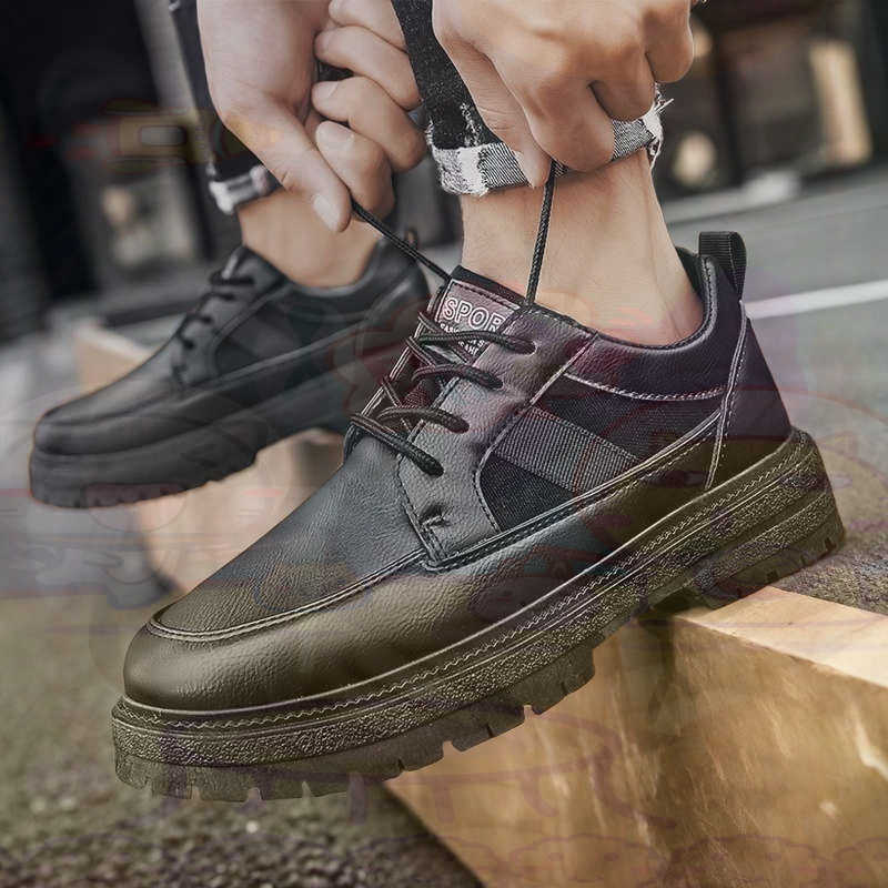 ダーク天然皮革ファッショントレーナーテニスメンズスニーカーフ - Street Fashion Asian Men のレビューと価格