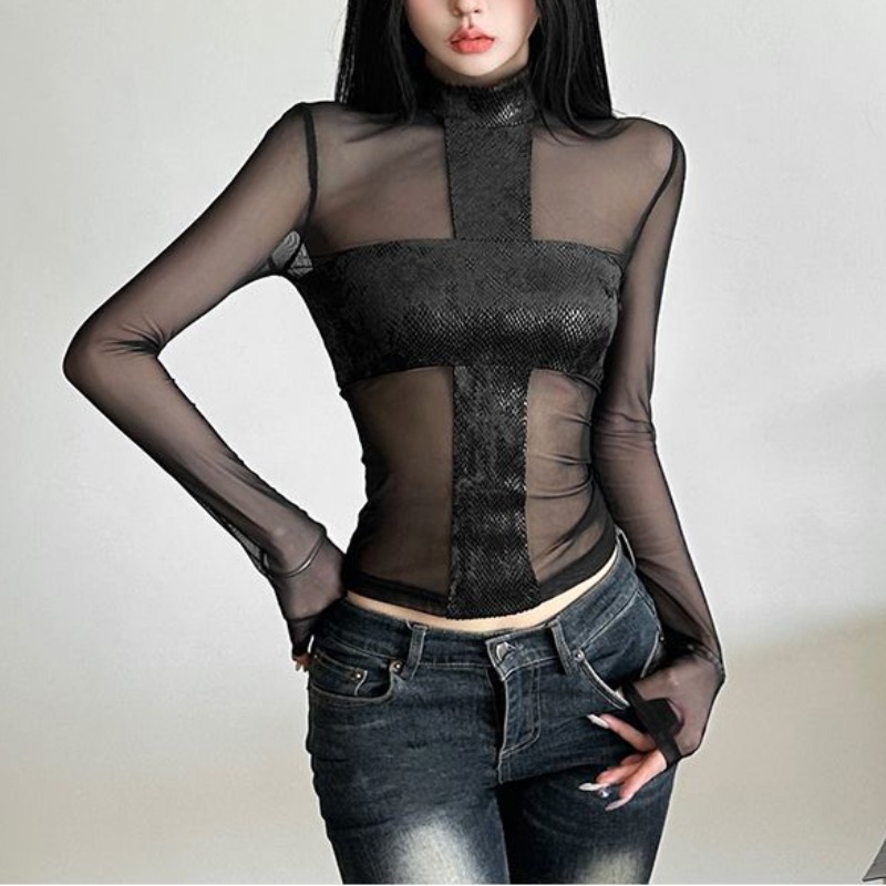 アメリカンスタイル メッシュ 長袖 ボディスーツ Tシャツ  - Mesh Top Layering のレビューと価格