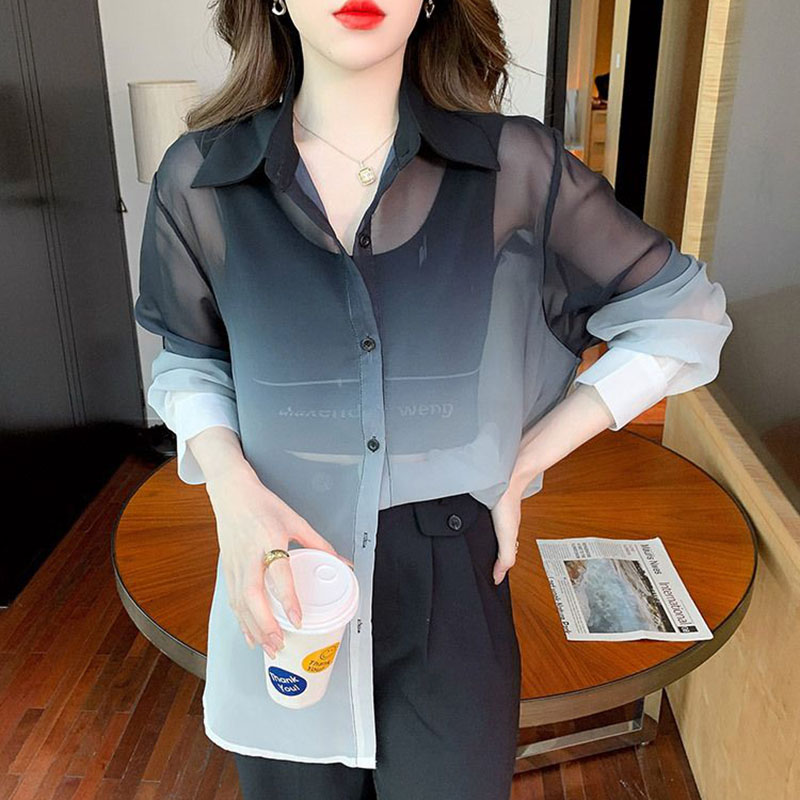 女性用Tシャツ,夏のファッション,グラデーションカラー,対照 - Street Fashion In Korea のレビューと価格