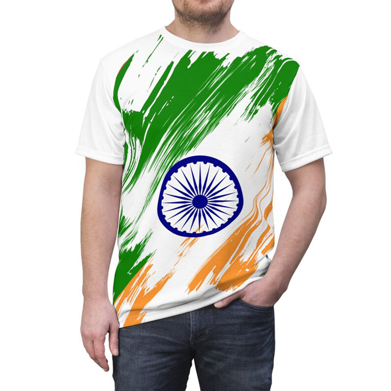 インド国旗プリント Tシャツ紳士服クルーネック半袖 Tシャツ - Street Fashion India のレビューと価格