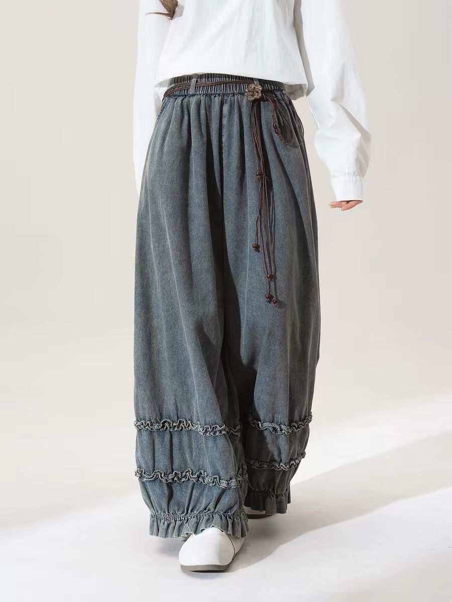 日本のレトロな無地ルーズパンツ女性用カジュアルファッションス - Japanese Street Fashion Female のレビューと価格