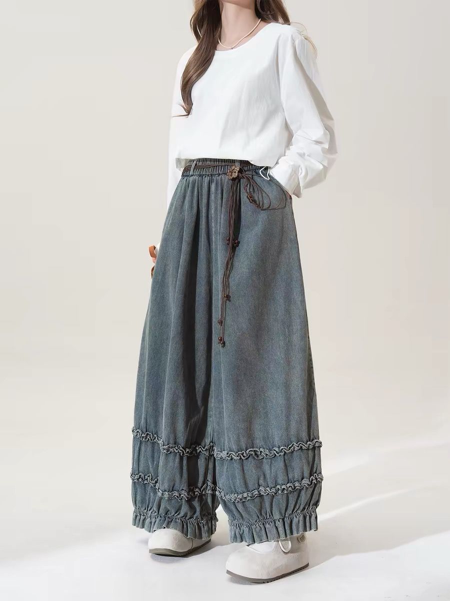日本のレトロな無地ルーズパンツ女性用カジュアルファッションス - Japanese Street Fashion Female のレビューと価格