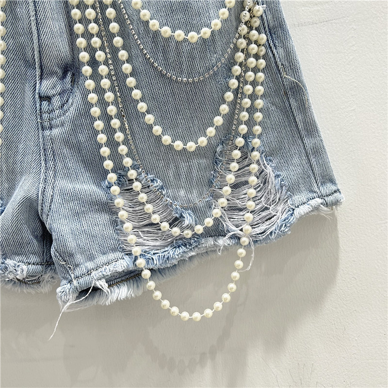 ダメージ加工デニムショートパンツ ウォッシュドジーンズ ハイ - Distressed Jean Rip のレビューと価格