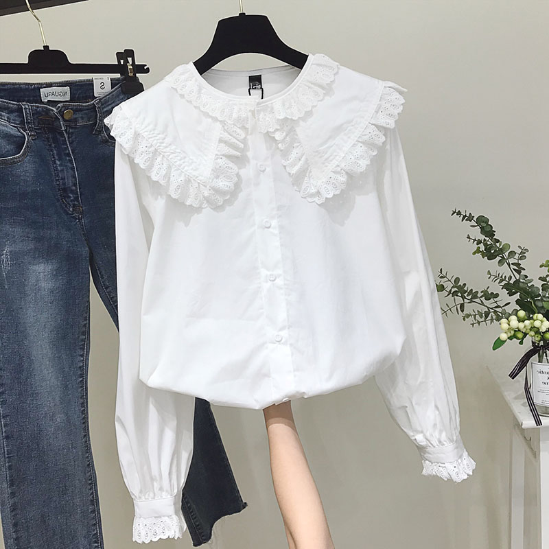 女性のためのシックな韓国スタイルのシャツ,ロリータ,レース, - Street Fashion In Korea のレビューと価格