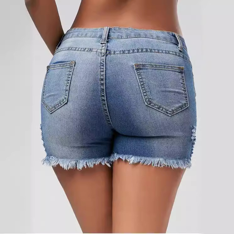ショートパンツ女性用穴あきジーンズショートパンツハイウエスト - Distressed Jean Rip のレビューと価格