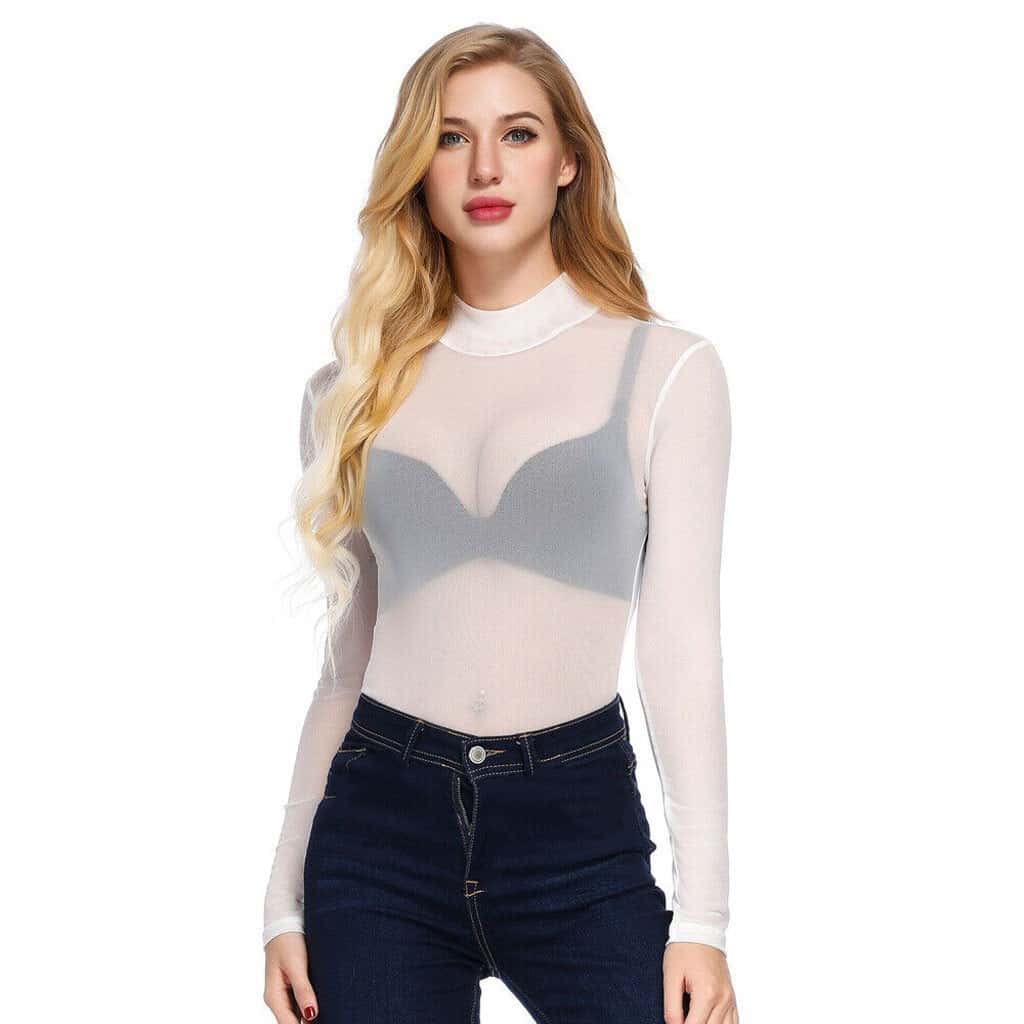 FREEAUCE 新しい長袖ワンピースシアーブラックメッシュ - Mesh Top Layering のレビューと価格