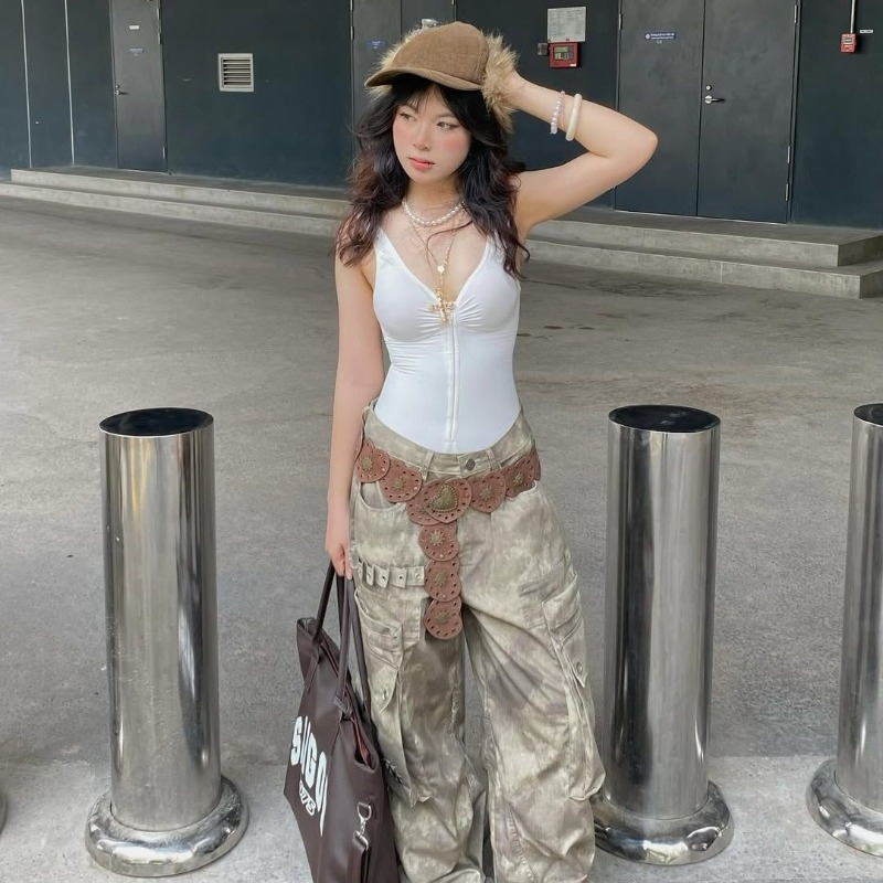 Ezgaga ボディスーツ女性のセクシーな V ネックスリム - Street Fashion Harajuku のレビューと価格