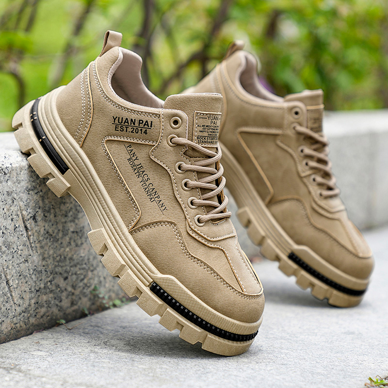 メンズ厚底ワークブーツ滑り止めカジュアルプラットフォームスニ - Street Fashion Walking のレビューと価格
