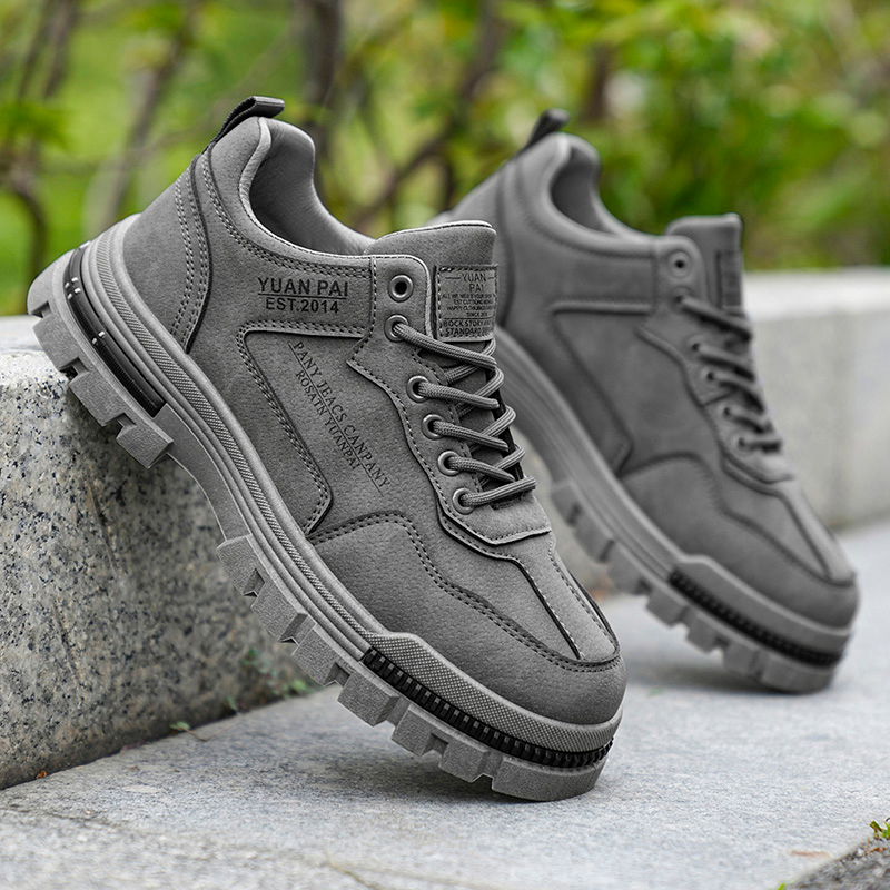 メンズ厚底ワークブーツ滑り止めカジュアルプラットフォームスニ - Street Fashion Walking のレビューと価格
