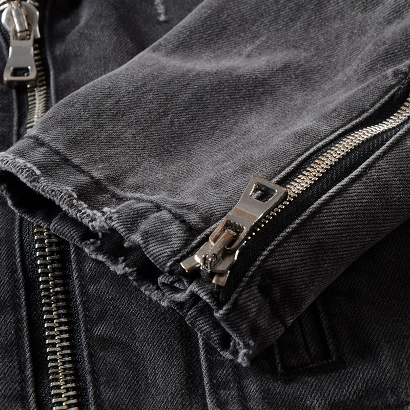 Sokotoo男性のジッパー黒デニムジャンバイカーチェーンジ - Distressed Jean Rip のレビューと価格