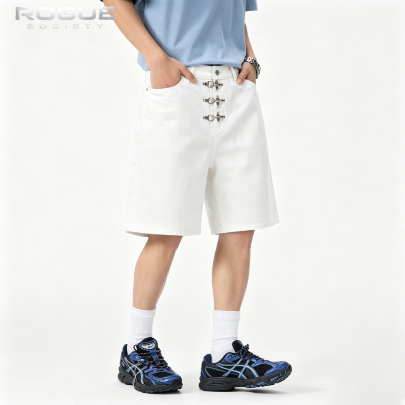 ストリートウェア新ファッションメタルバックルデニムショーツ男 - Street Fashion Harajuku のレビューと価格