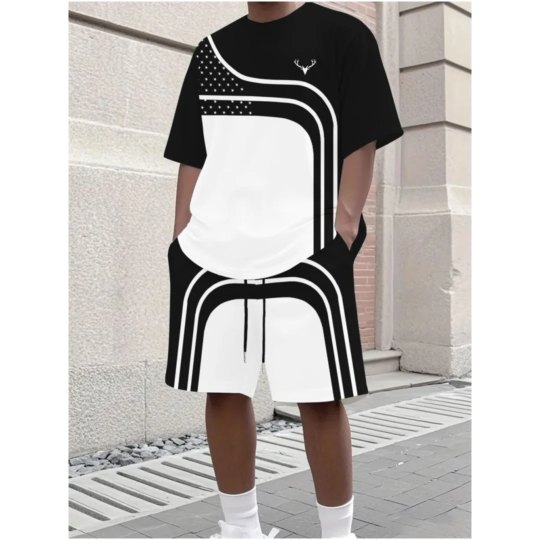 ファッション夏メンズストライププリント快適な通気性のあるラウ - Street Fashion Clothing のレビューと価格