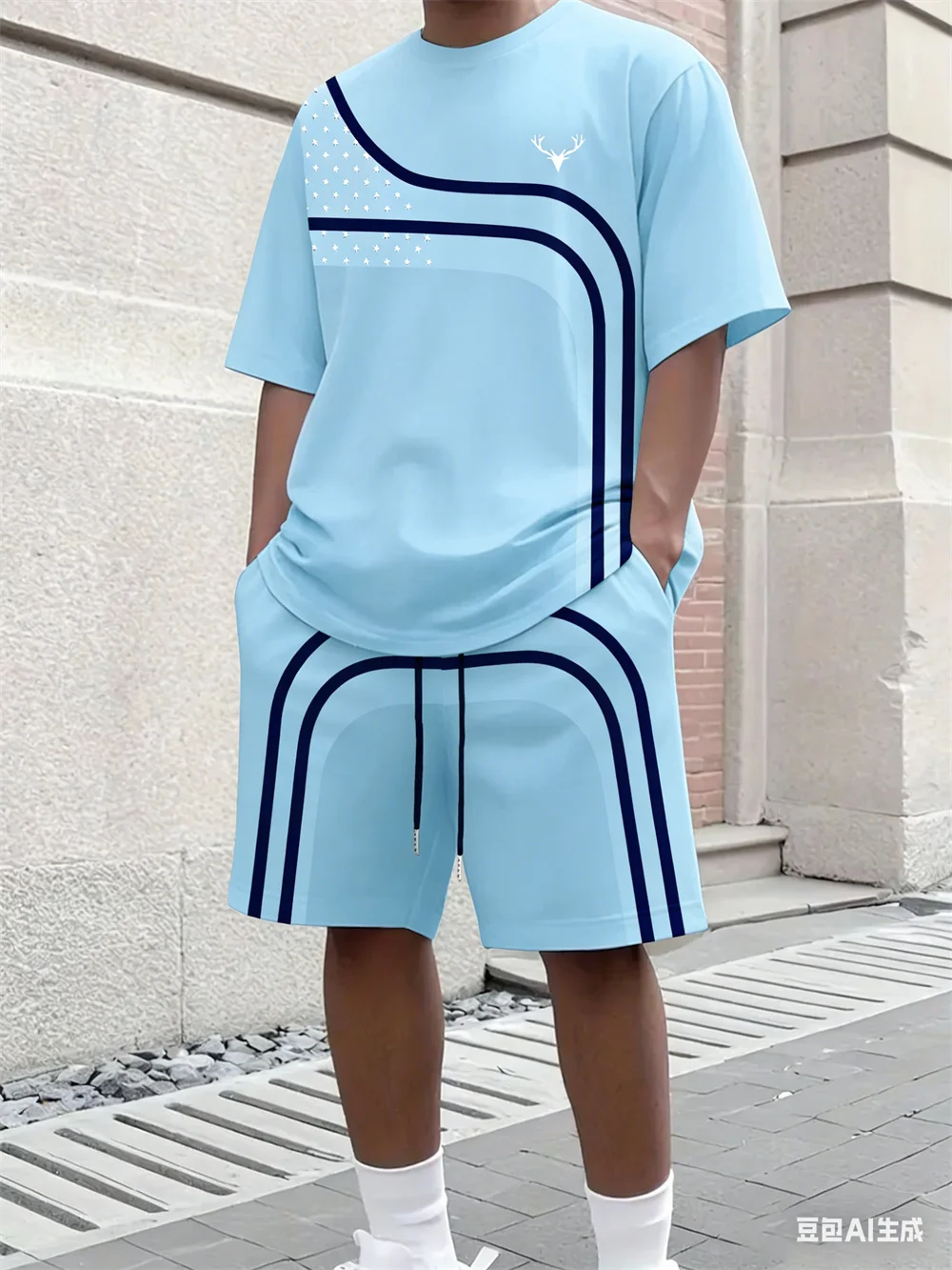 ファッション夏メンズストライププリント快適な通気性のあるラウ - Street Fashion Clothing のレビューと価格