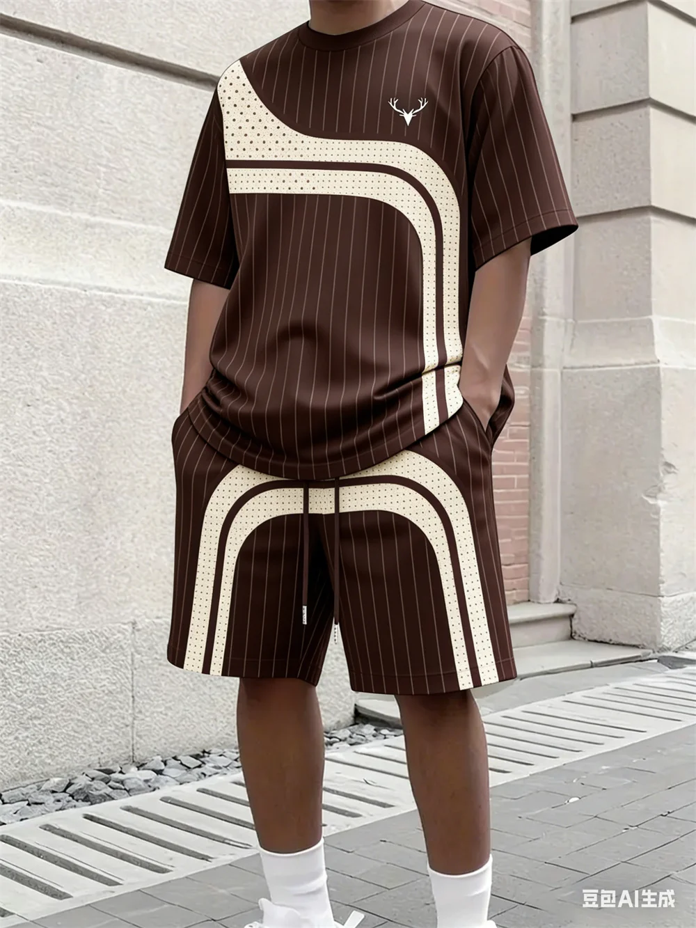 ファッション夏メンズストライププリント快適な通気性のあるラウ - Street Fashion Clothing のレビューと価格