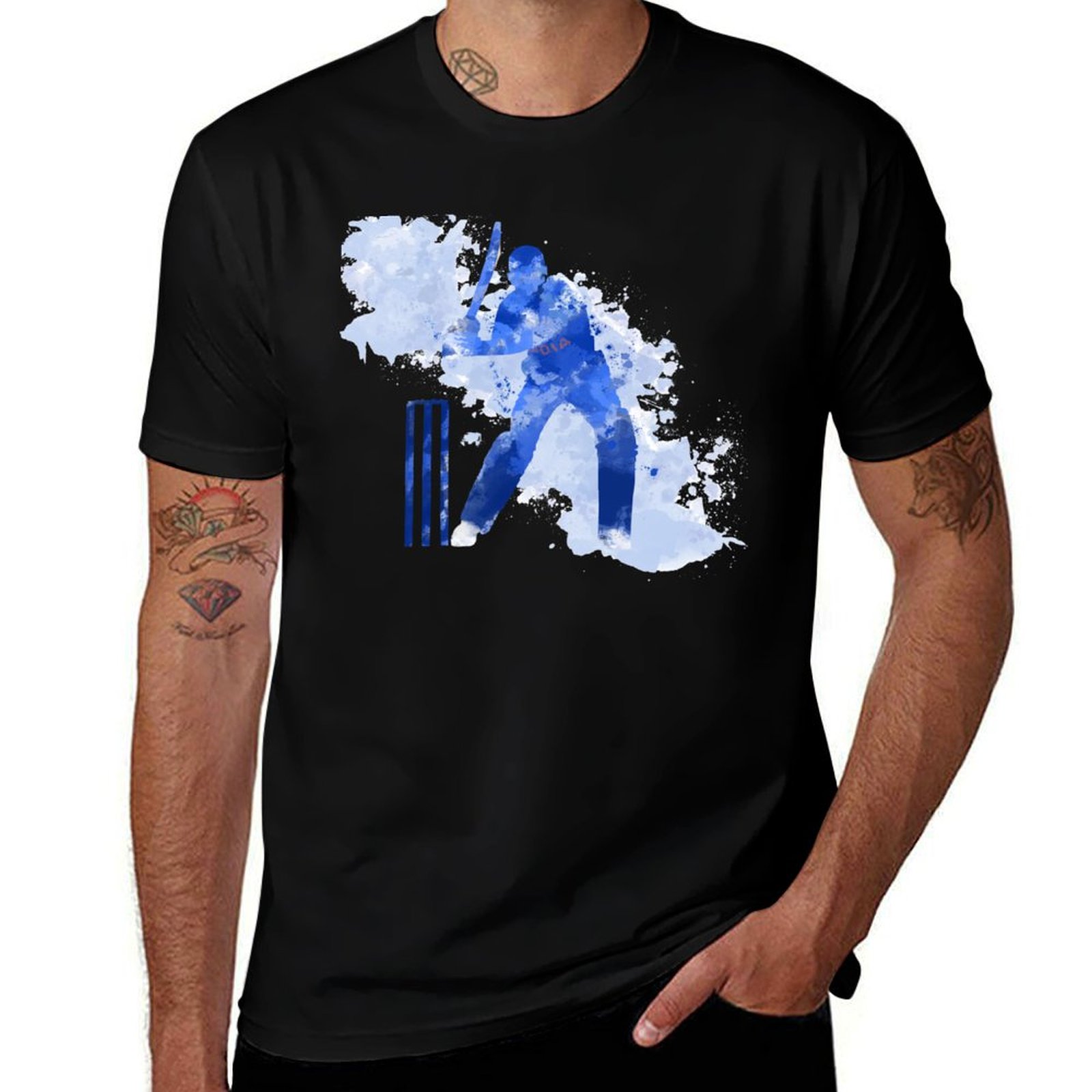 INDIA CRICKET - BATSMAN 水彩スプラッ - Street Fashion India のレビューと価格